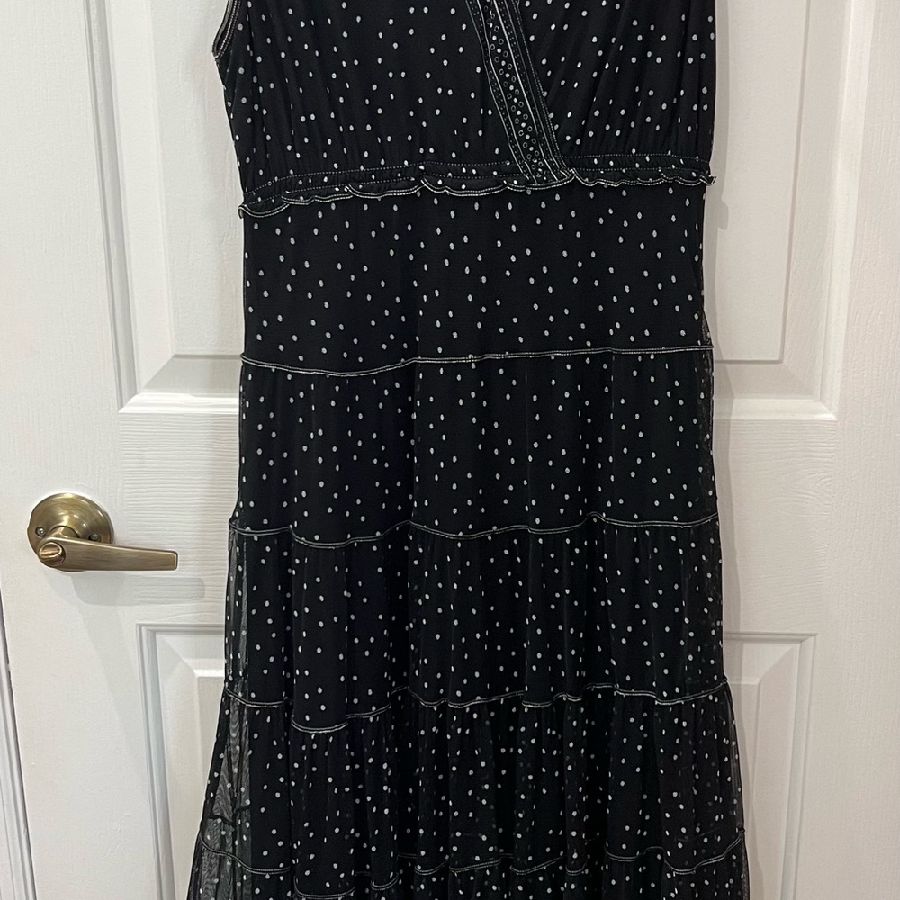 Max Studio Black Dress with White Polka Dots